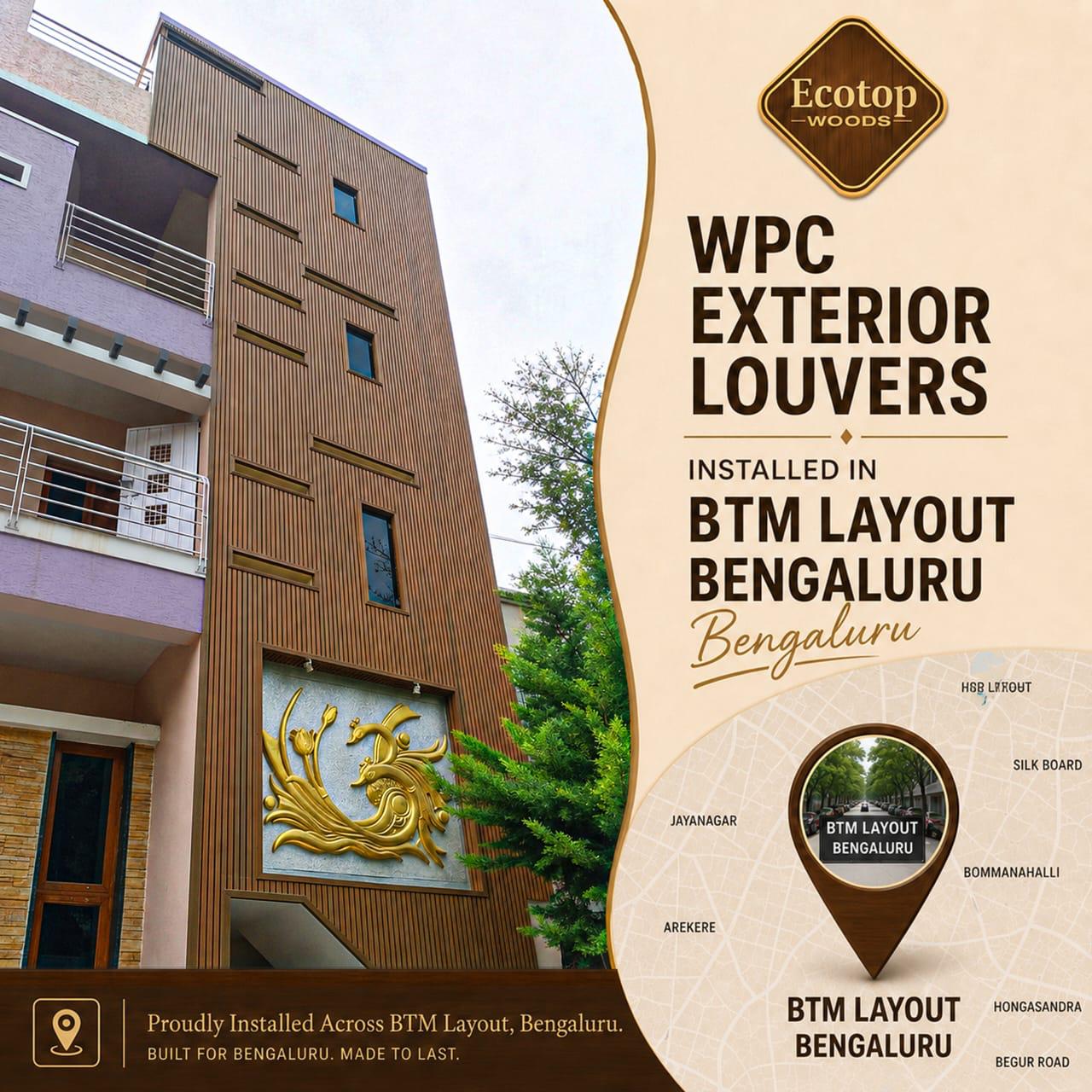 WPC exterior louvers installation in BTM Layout, Bengaluru
